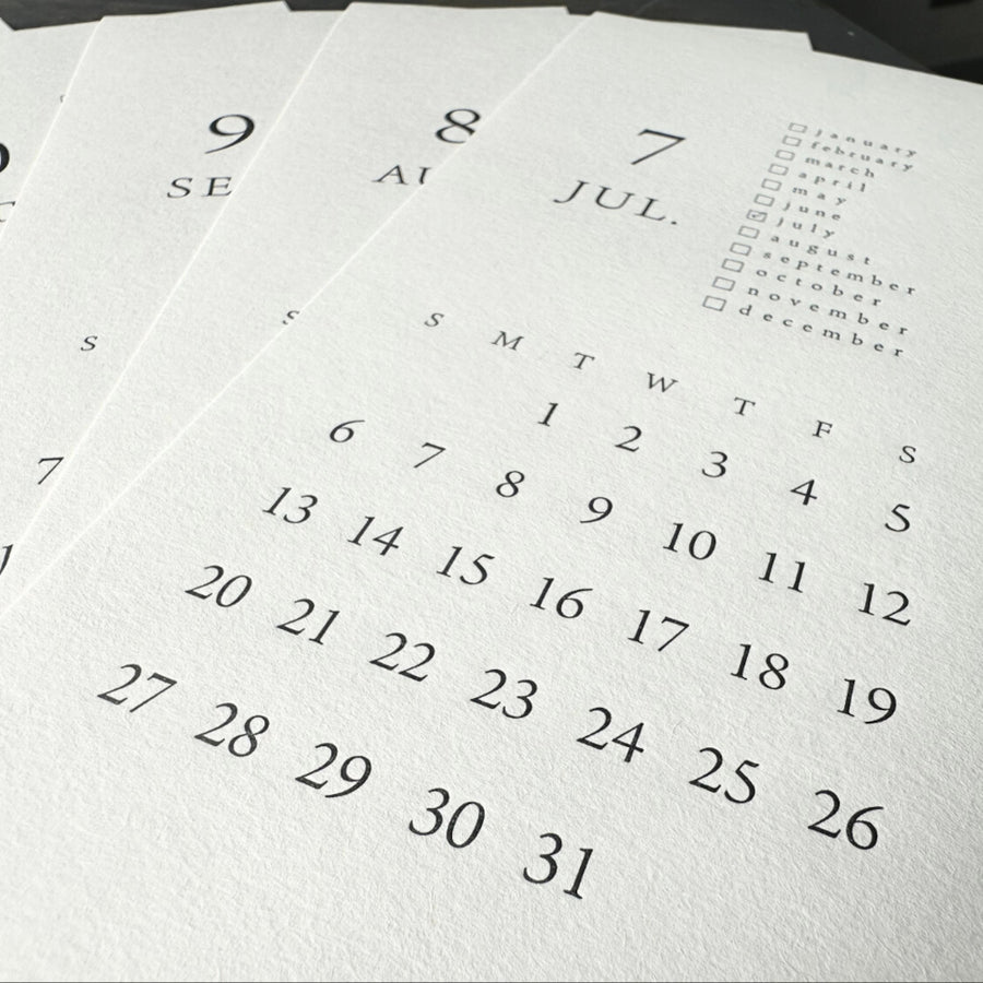 Letterpress Calendar 2025